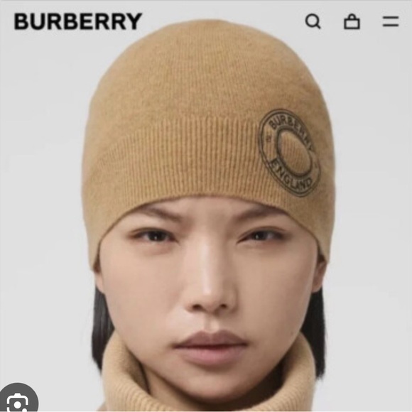Burberry Charcoal Ribbed Beanie 100% Cashmere NWT - Picture 6 of 6